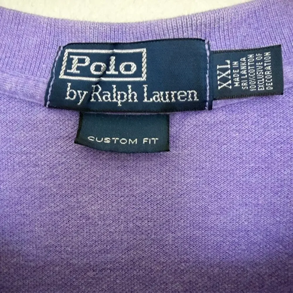 Ralph Lauren Polo‎ Shirt Men Custom Fit XXL Blue Purple Short Sleeve Soft Casual